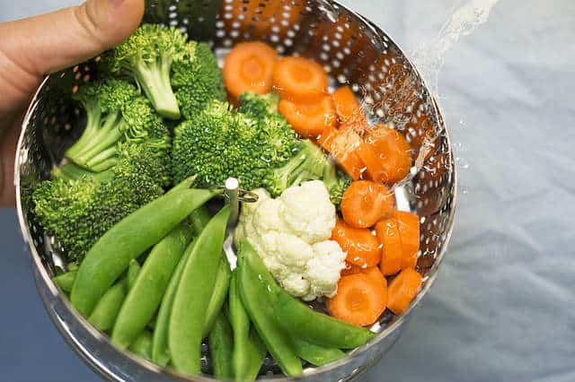 steaming vegetables