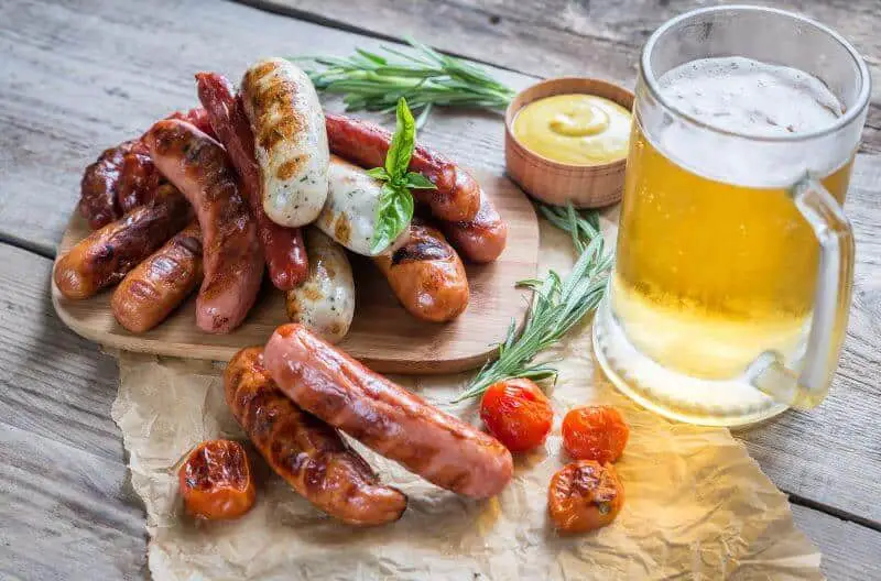 bratwurst with beer