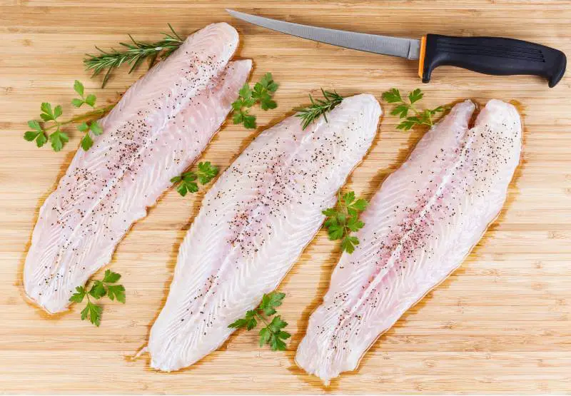 Fresh Fish Fillets with Knife