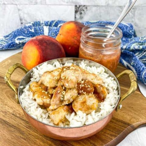 One Pan Chicken Rice in Peach Sauce