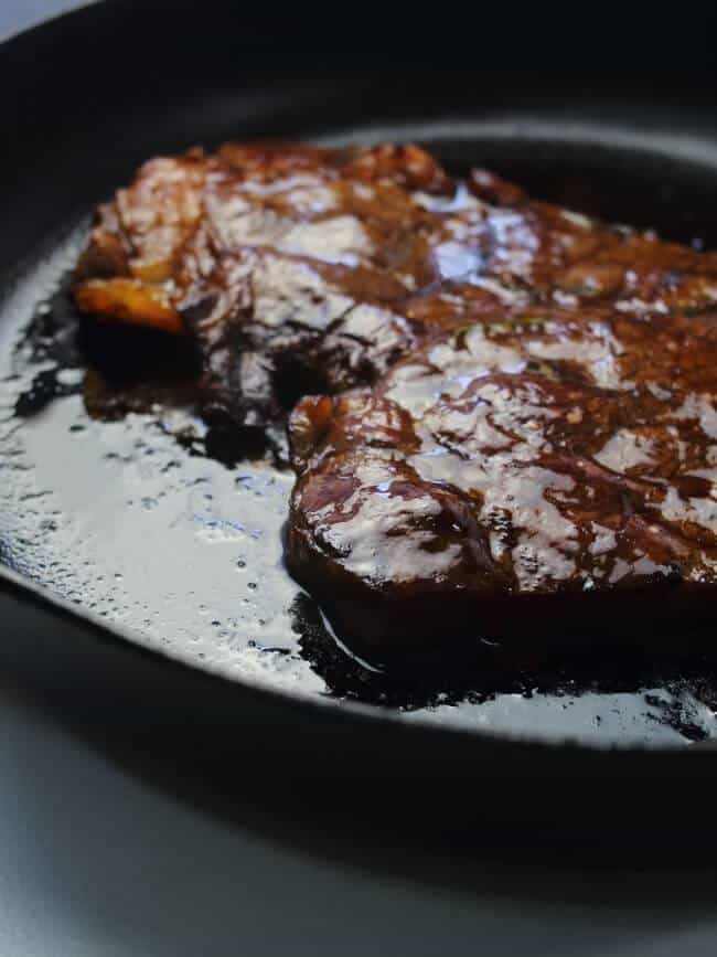 Tender London broil in pan