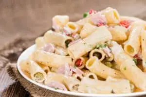 reuben pasta salad on bowl 