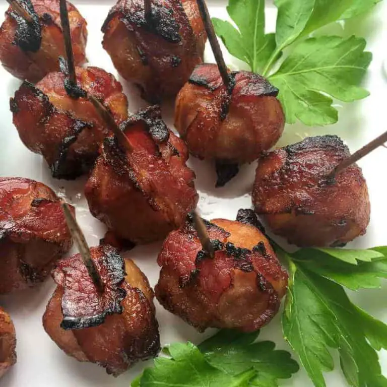 Keto BaconWrapped Water Chestnuts with Spicy Mustard Dip Tiny