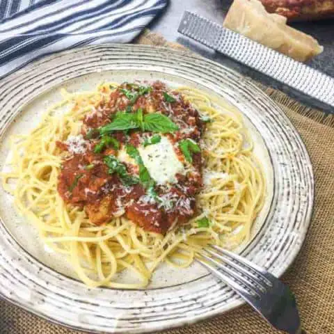 Kiddie Chicken Parmesan with Spaghetti