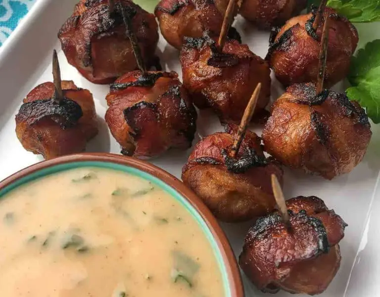 Keto BaconWrapped Water Chestnuts with Spicy Mustard Dip Tiny