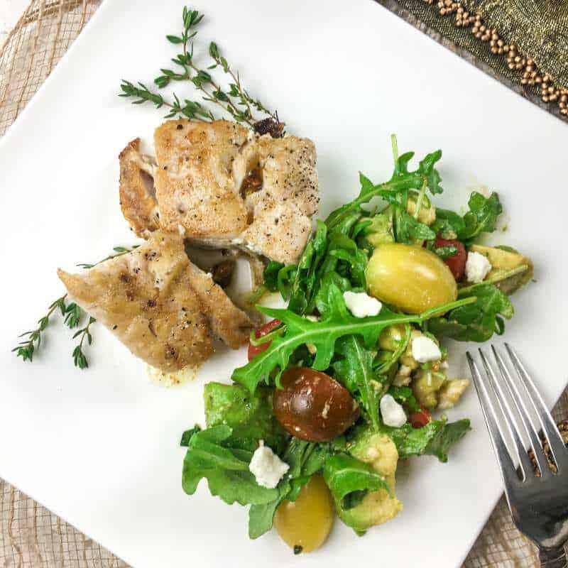 Grouper Fillet on plate with salad