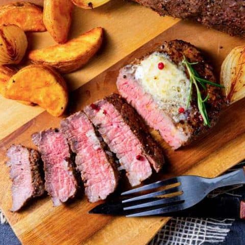 london broil with herb and butter