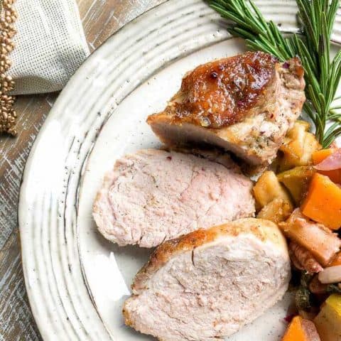 One-Skillet Pork Tenderloin with Honey Applesauce Glaze