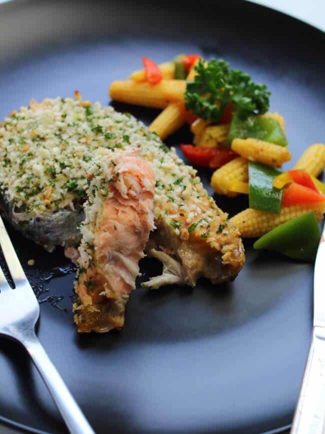 forked baked salmon