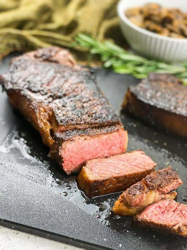 slices of strip steaks