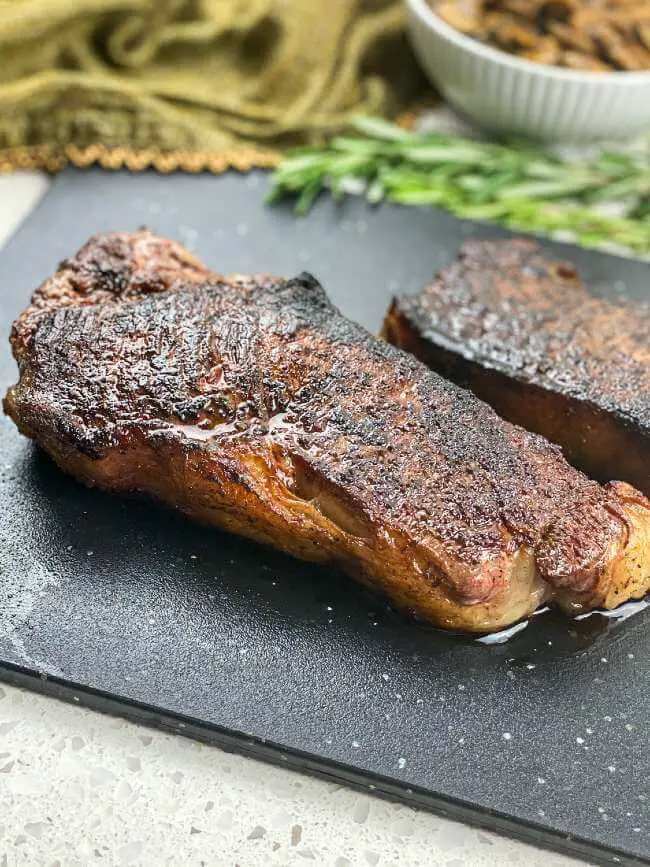 strip steaks serving