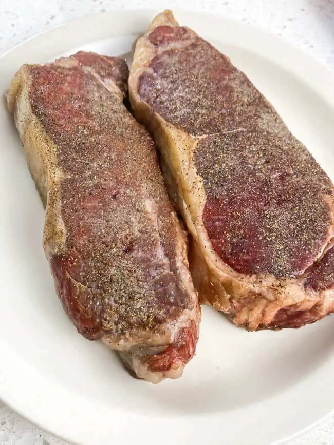 strip steaks from the oven