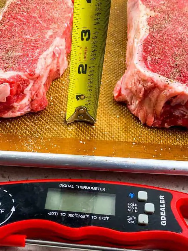 measuring strip steak thickness