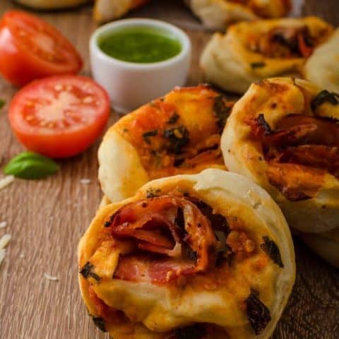 pizza rolls with fresh tomato