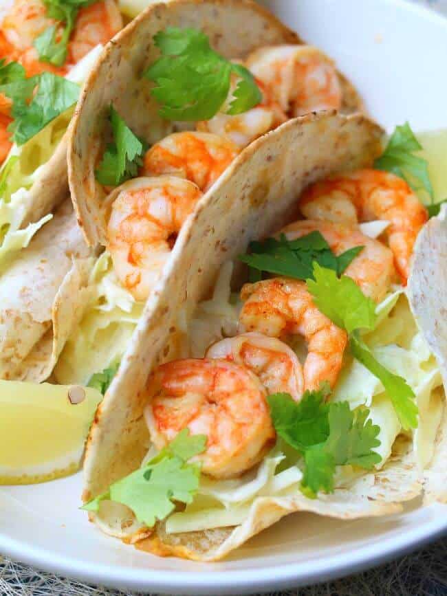 shrimp tacos close up