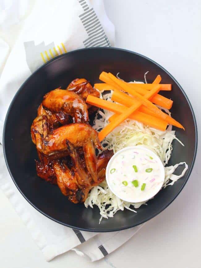 Plated air fryer chicken wings