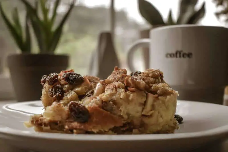 bread pudding with coffee cup