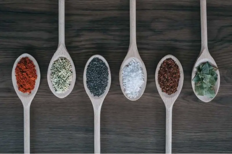 spoons of different spices