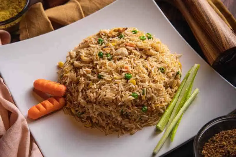 cooked brown rice with vegetables