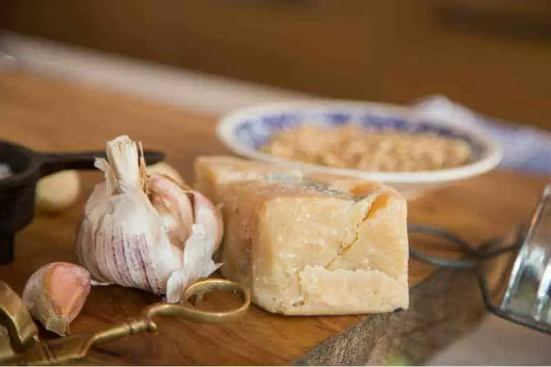 parmesan cheese block with garlic