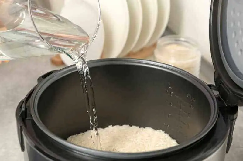adding water to rice cooker