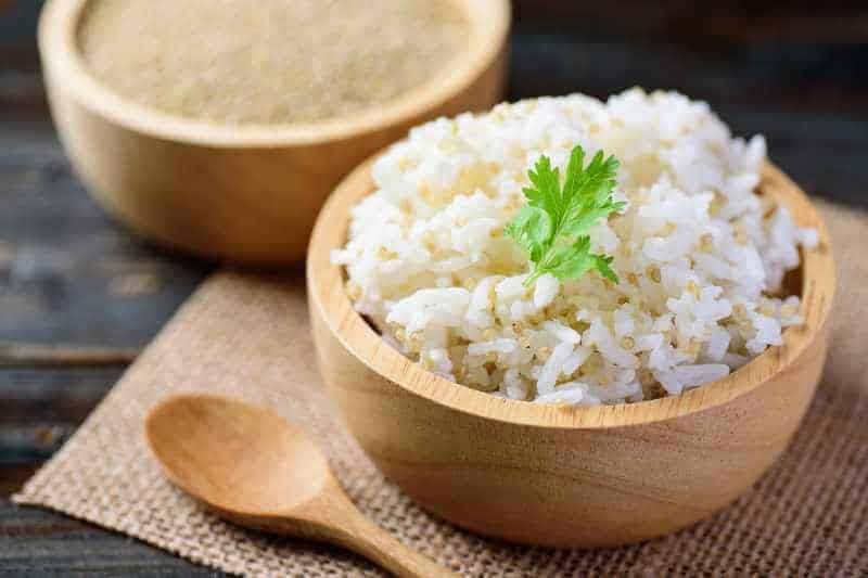 boiled white rice with quinoa