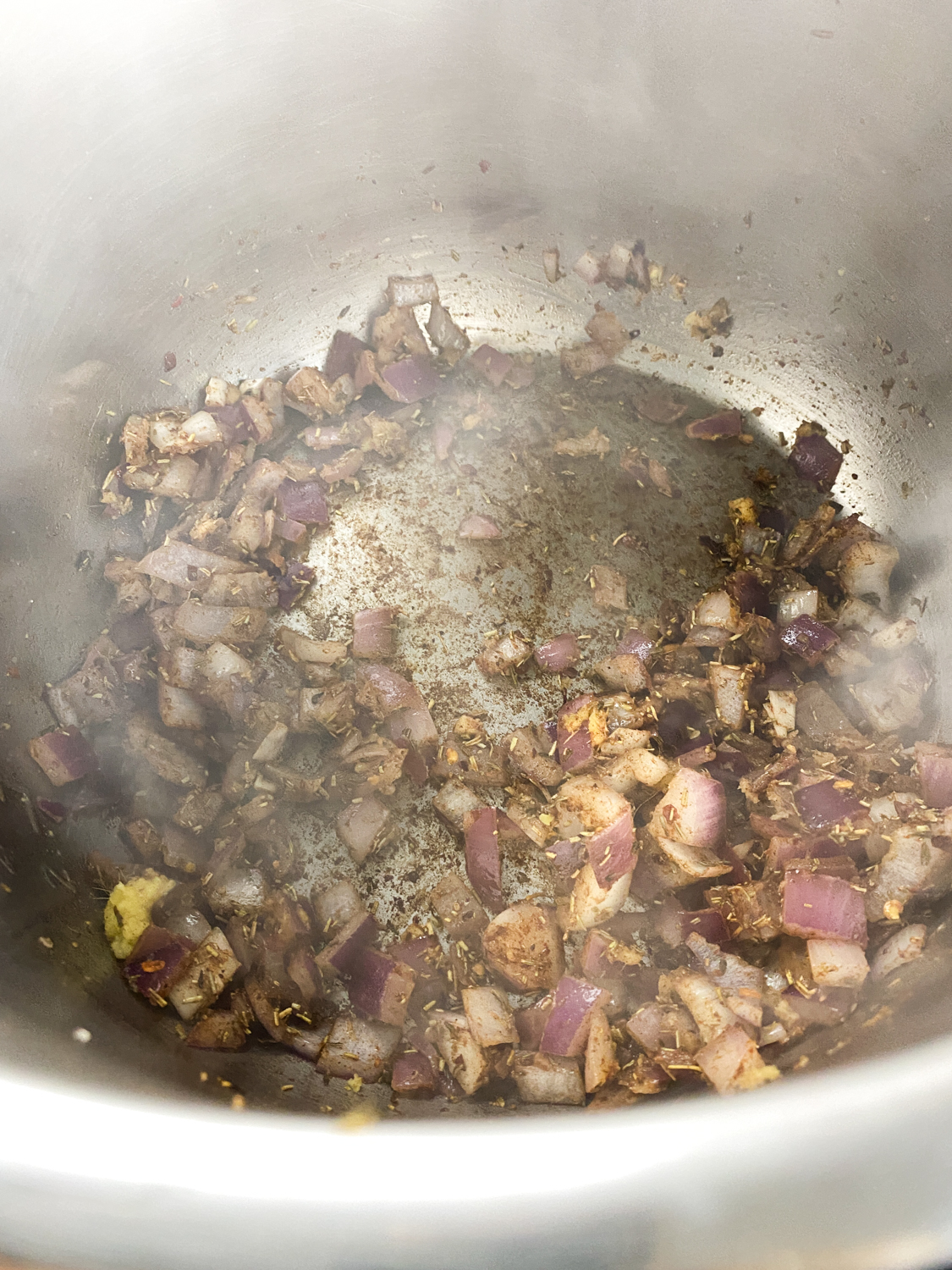 Stir to combine, then simmer for 3 to 4 minutes, stirring regularly, until the mixture is well-browned and the spices are fragrant.