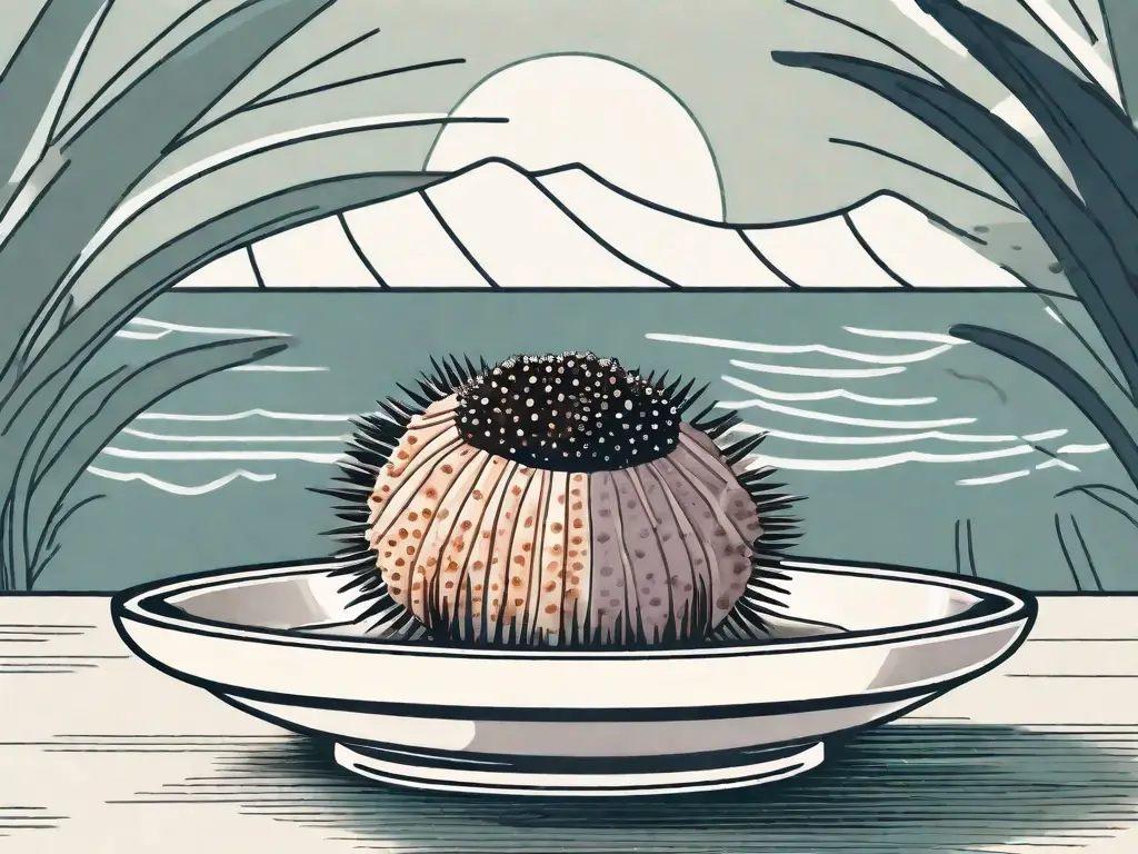 A sea urchin cut open to reveal its edible parts