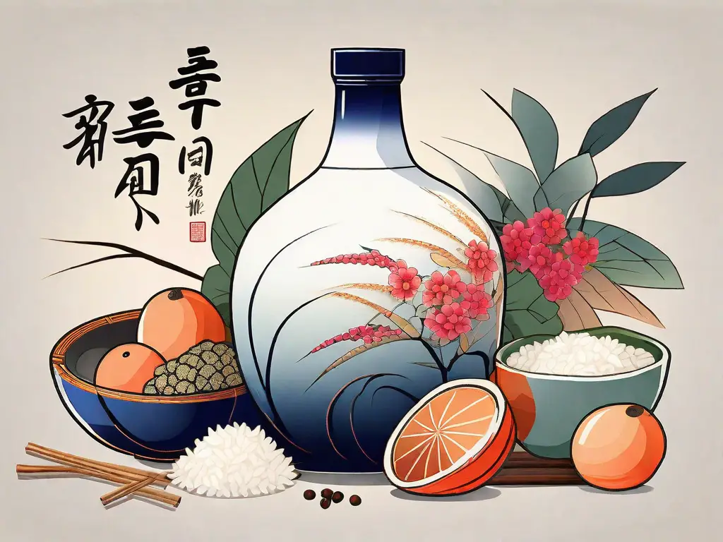 A traditional japanese sake bottle and cup