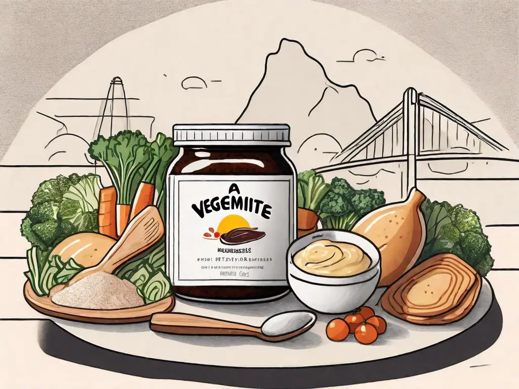 A vegemite jar with a spoon dipping into it