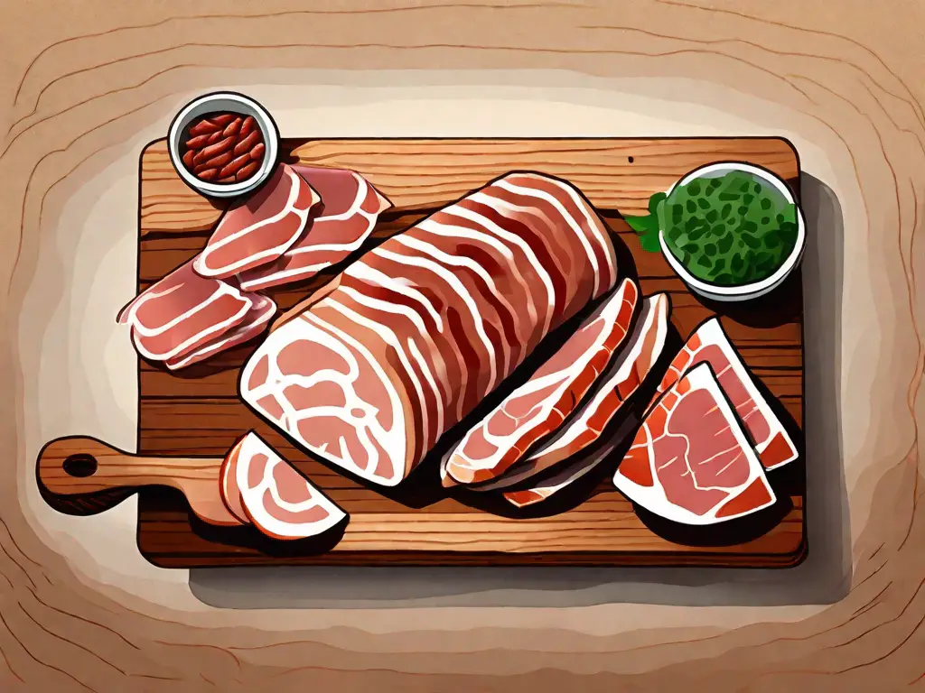 Several slices of pancetta alongside its best substitutes such as prosciutto