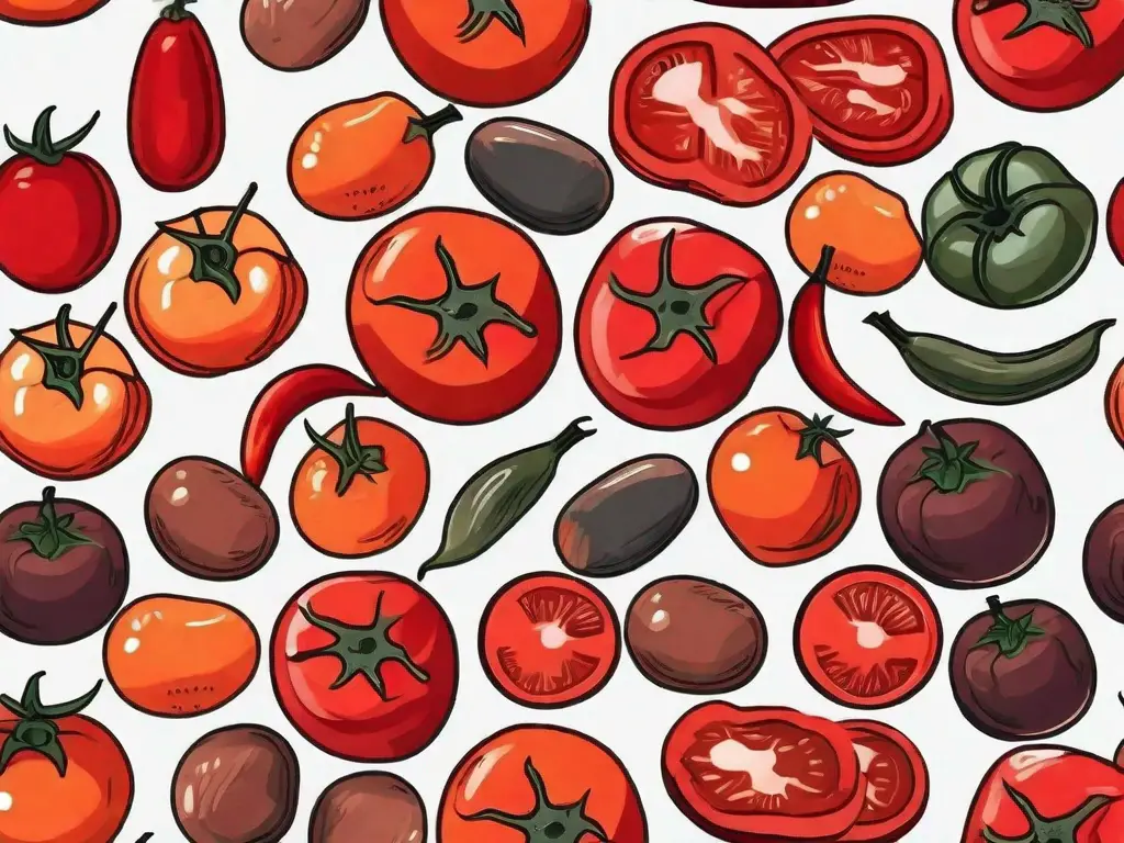 A variety of colorful tomatoes and other potential substitutes like roasted red peppers