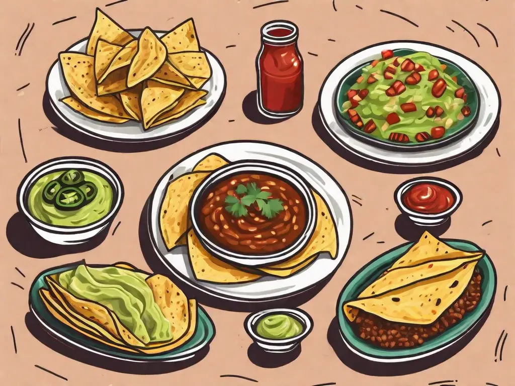 An array of mexican side dishes like guacamole
