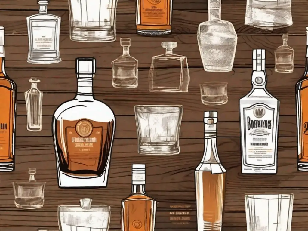 Various alcohol bottles such as whiskey