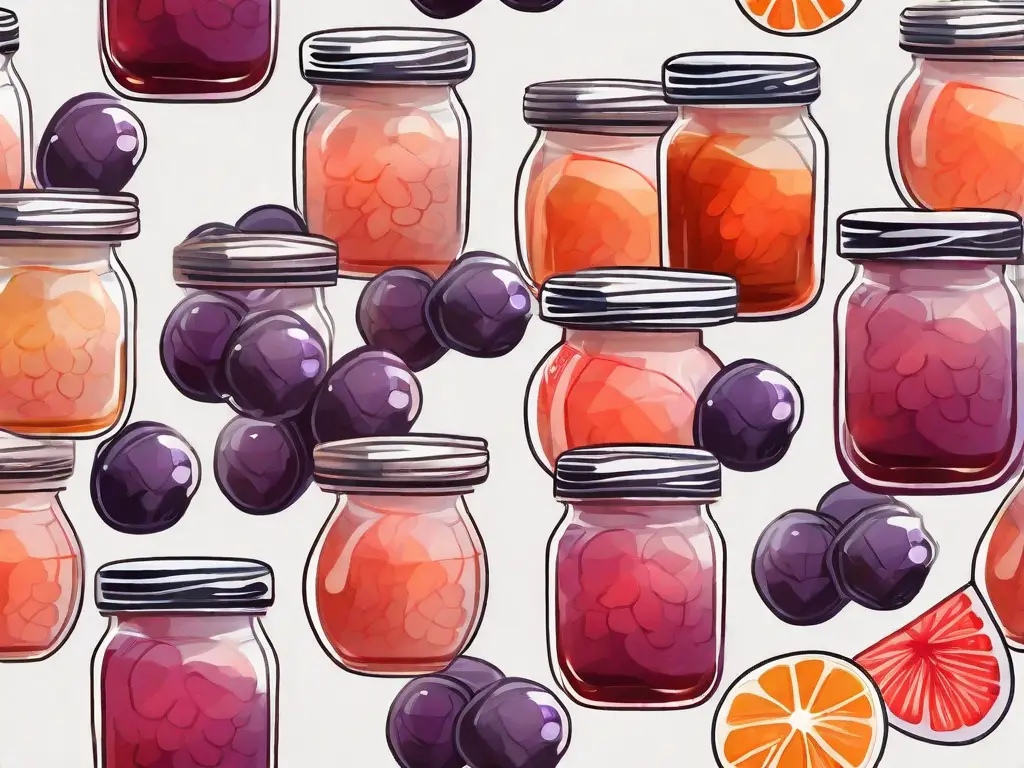 A variety of fruit jellies like grape