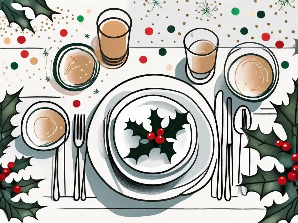 A festive table setting featuring dishes and drinks typically found on applebees' holiday menu