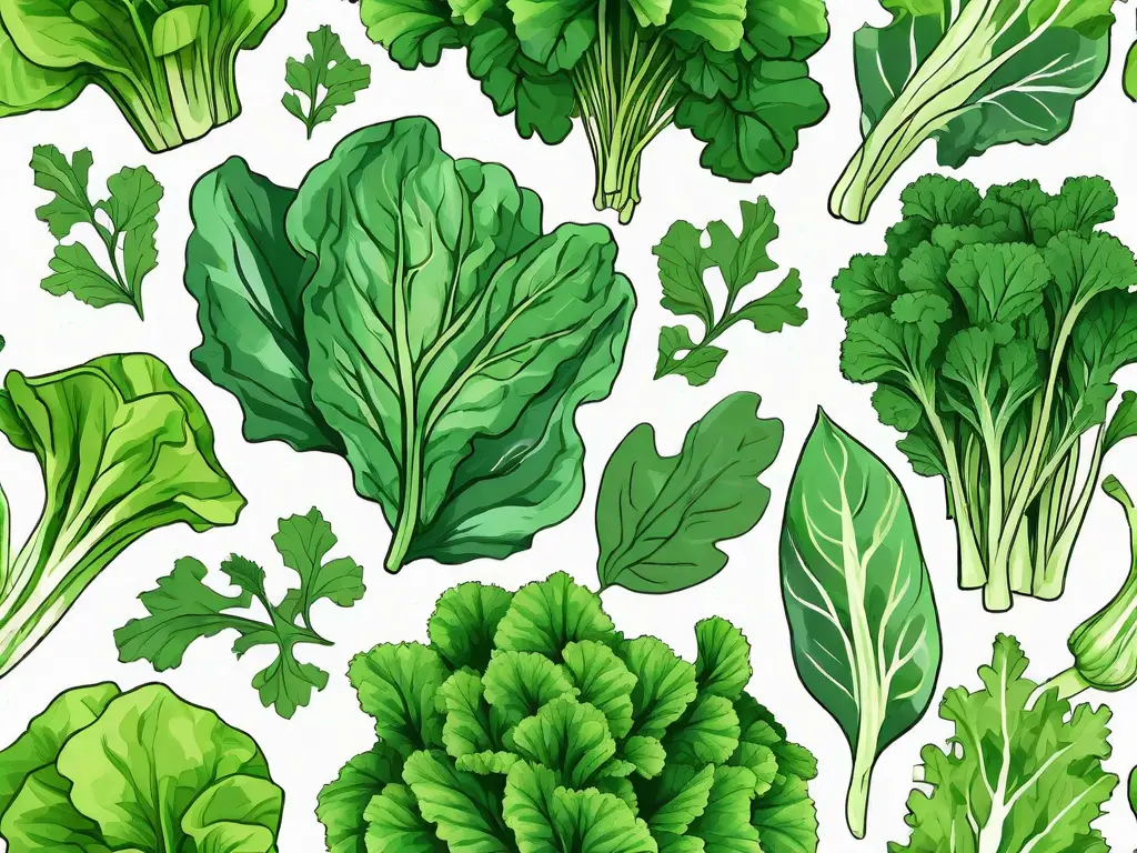 Several different types of leafy greens