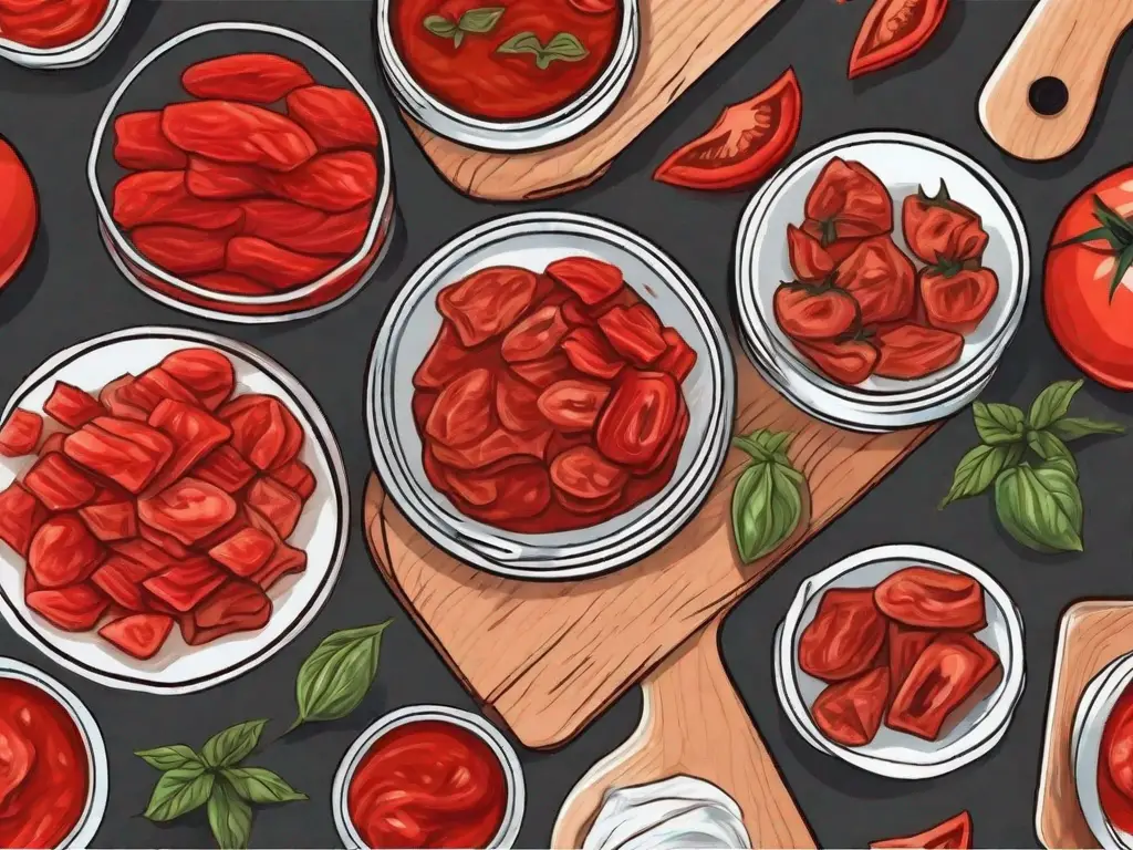 Various types of diced tomato substitutes such as canned tomatoes