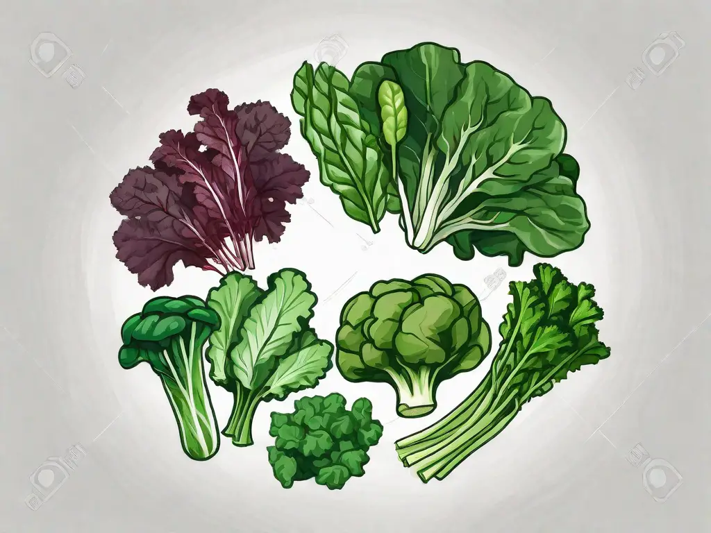 Several types of leafy greens like spinach