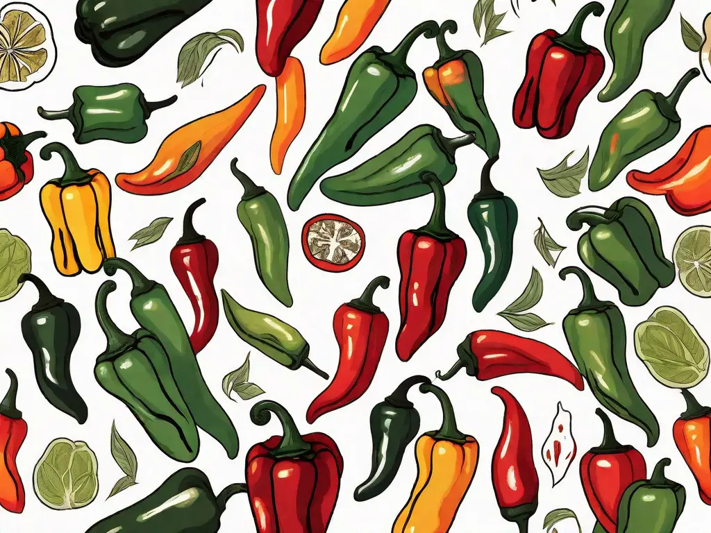 Several different types of peppers