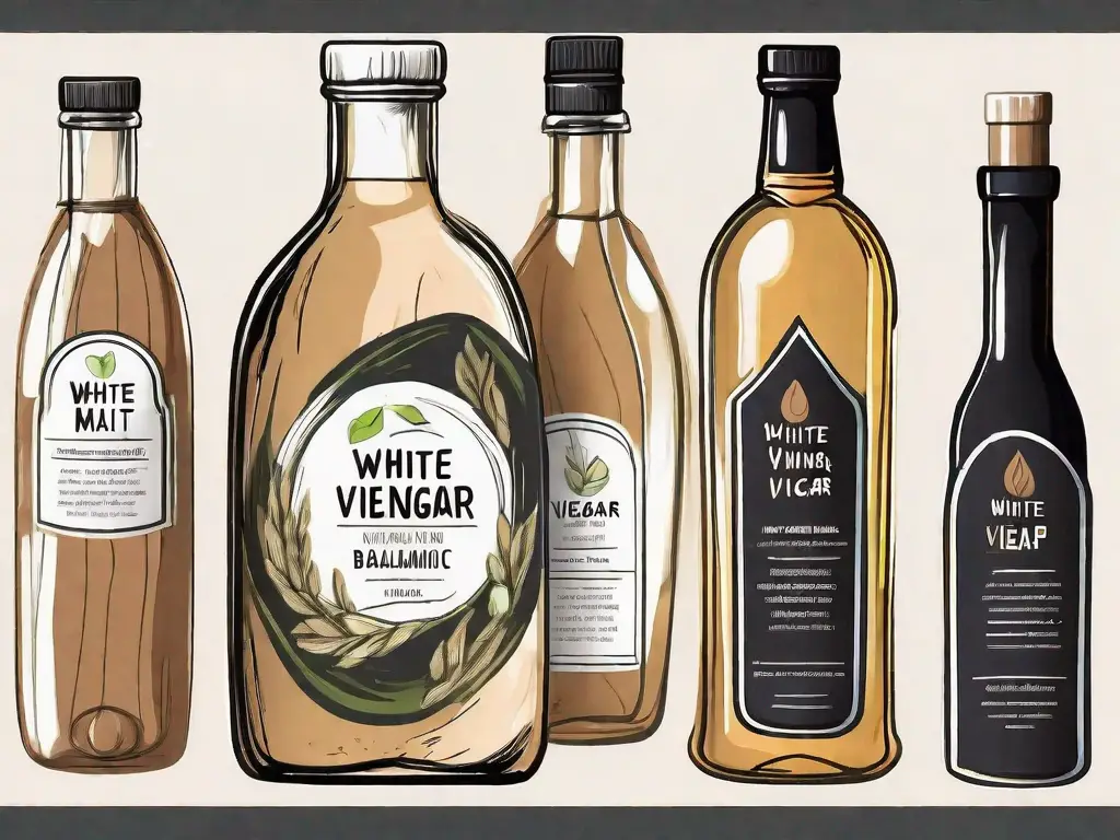 Several bottles of different vinegar types such as apple cider vinegar