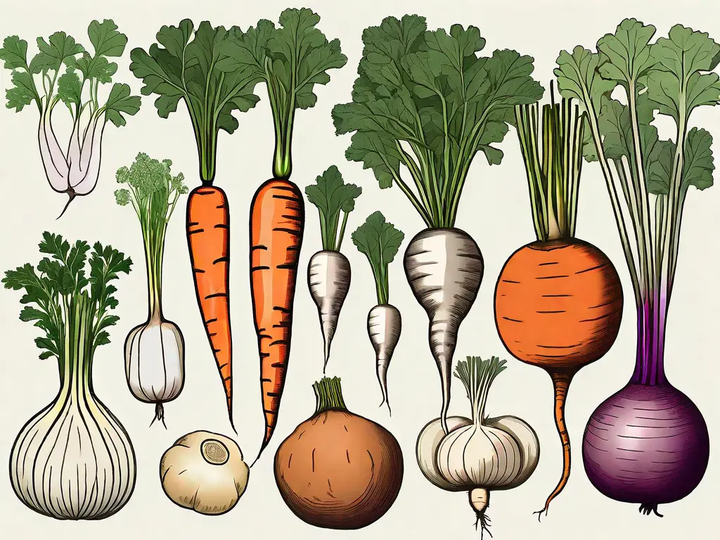 A variety of vegetables such as carrots