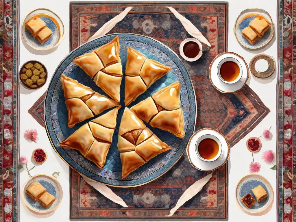 An array of traditional persian desserts such as baklava