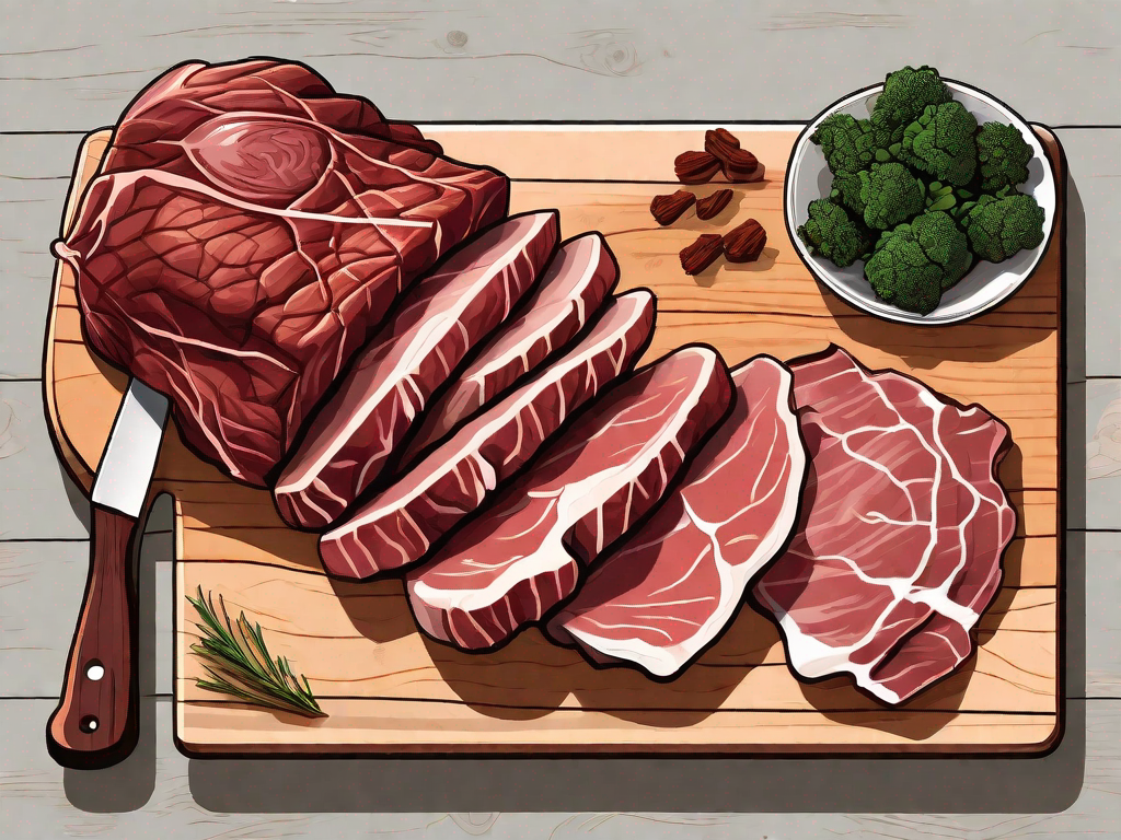 Various cuts of meat such as chuck roast