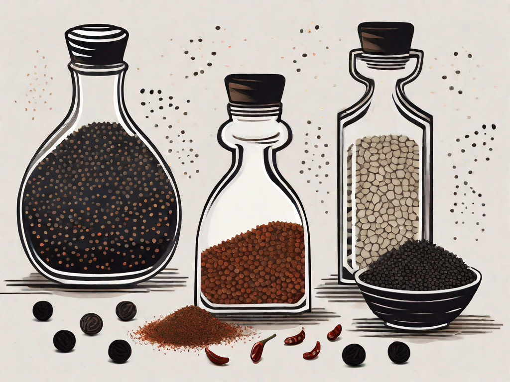 A variety of spices such as black peppercorns