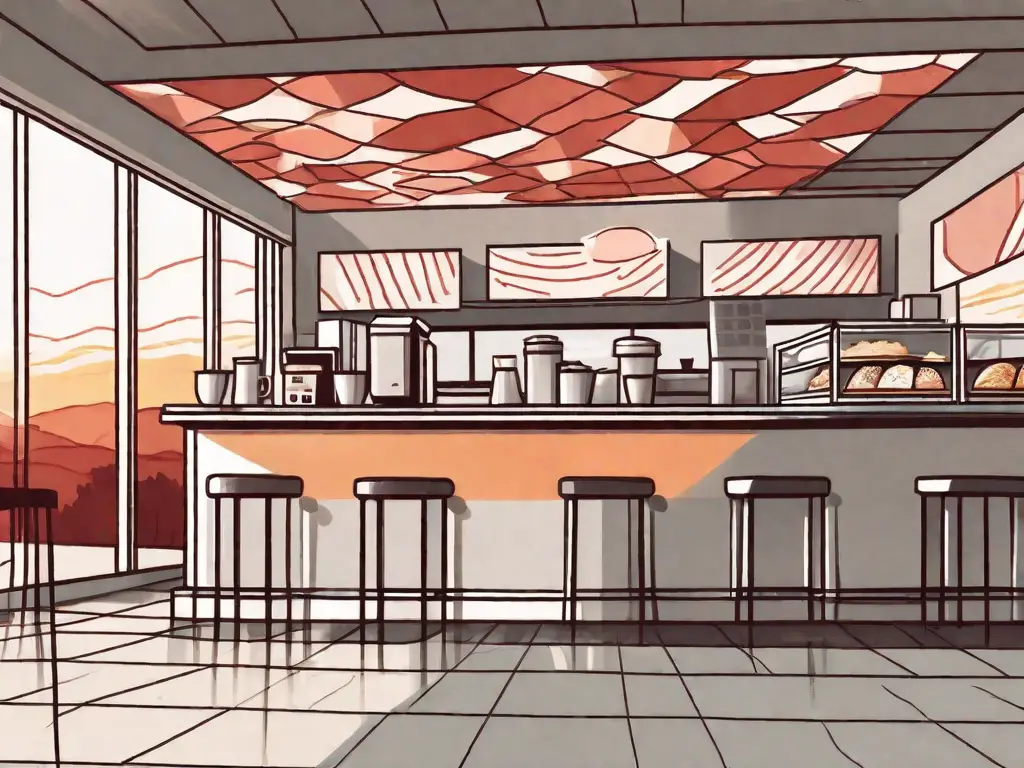 An arby's restaurant with the sunrise in the background