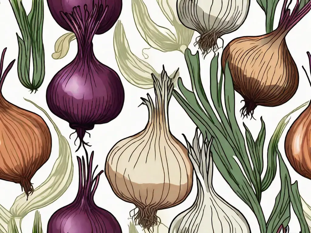 Several different types of onions