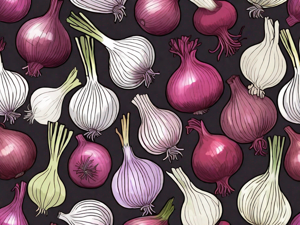 Several different types of onions such as red onions