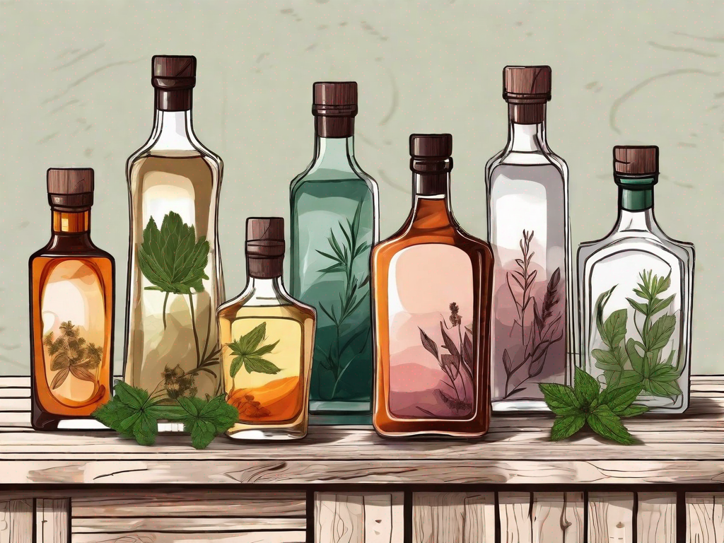 Various bottles of herbal liqueurs