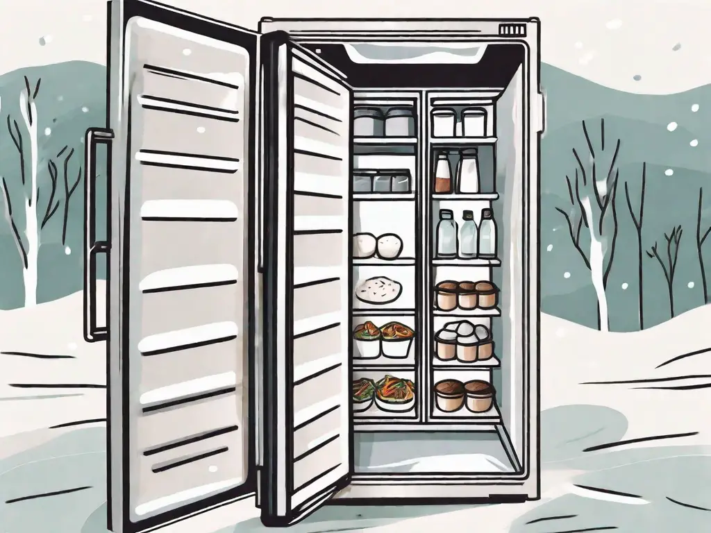 A freezer with an open door